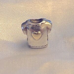 Pandora Silver T-Shirt with Gold Heart Bead Charm